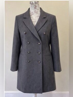 Banana Republic Gray Wool Military Double Breasted  Coat Size Medium